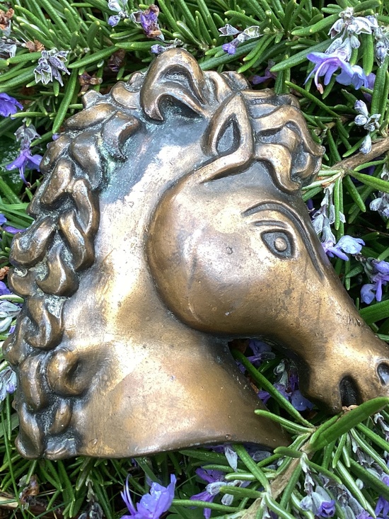 Amazing Vintage Large Heavy Bronze Cast Horse Head Belt Buckle? main image 6